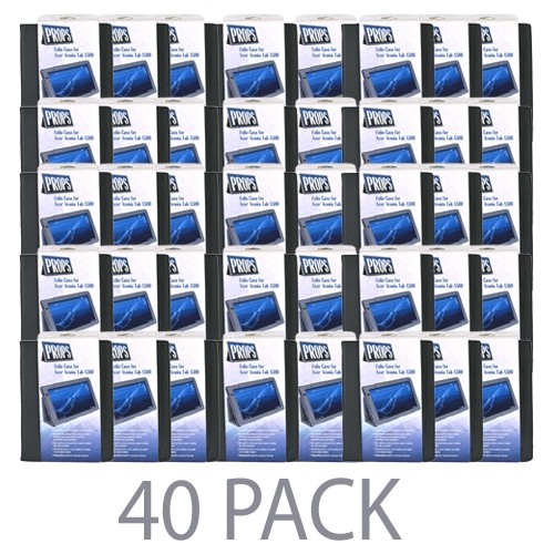 (40-Pack) PC Treasures Props Polyurethane Leather Folio Case for Acer Iconia Tab A500 10.1" Tablet (Black)