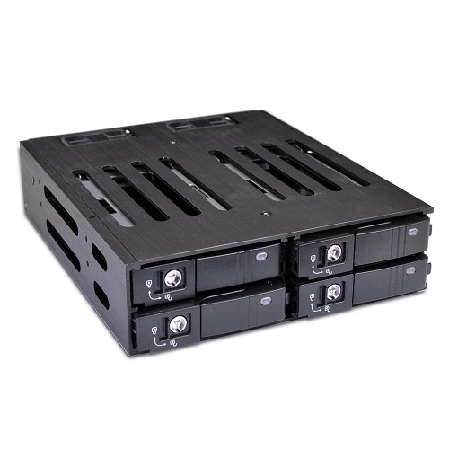 Monoprice 10058 5.25" to 4x2.5" SAS/SATA 6Gb/s Hot-Swap Aluminum HDD Cage w/Key Lock