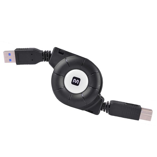 3' Monoprice 10965 SuperSpeed USB 3.0 Type A (M) to USB 3.0 B (M) Retractable Cable (Black)