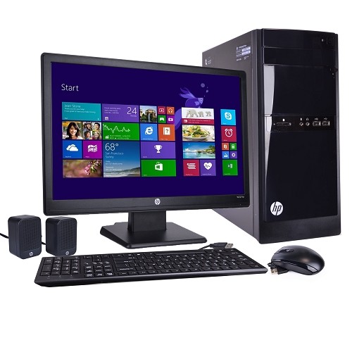 HP 110-243w Fusion Quad-Core A4-5000 1.5GHz 8GB 1TB DVD±RW W8.1 Desktop w/DVI & HP 21.5" 1080p Monitor - B