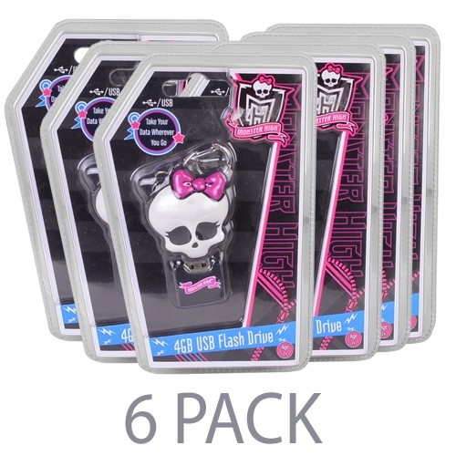 (6-Pack) Vivitar Monster High 4GB USB 2.0 Flash Drive w/Keychain Attachment