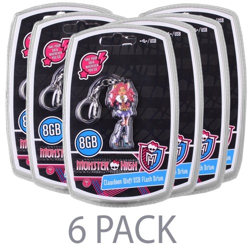 (6-Pack) Vivitar Monster High Clawdeen Wolf 8GB USB 2.0 Flash Drive w/Keychain Attachment