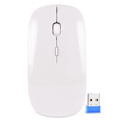 2.4GHz Wireless Rechargeable 3-Button Optical Scroll Mouse w/Nano USB Receiver & 350mAh Lithium Battery (White)