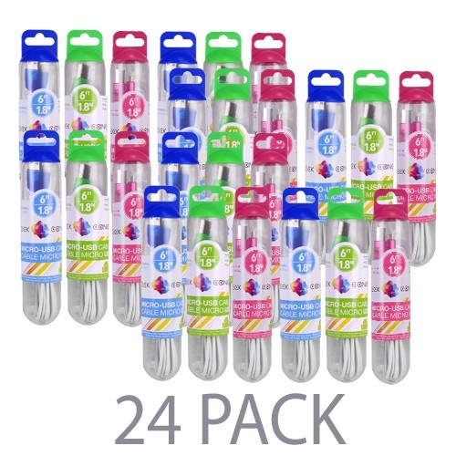 (24-Pack) 6' Rock Candy USB A (M) to USB Micro-B (M) Charge & Sync Cable (Assorted Colors)