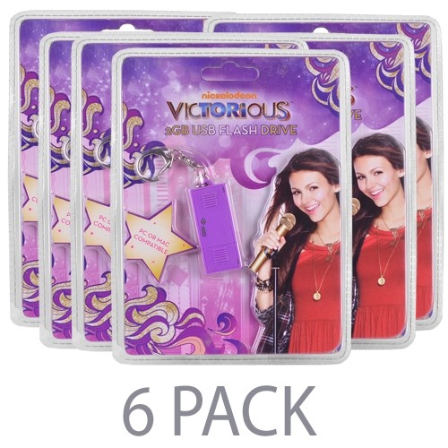 (6-Pack) Vivitar Nickelodeon's Victorious 2GB USB 2.0 Flash Drive w/Keychain Attachment