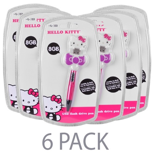 (6-Pack) Sanrio Hello Kitty 8GB USB 2.0 Ballpoint Pen Flash Drive