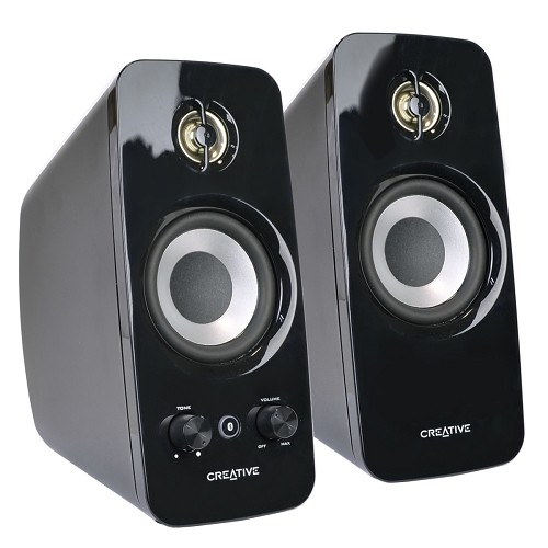 Creative T15 2-Piece Wireless 2.0 Bluetooth Speaker w/3.5mm Headphone & Aux Jacks (Black)