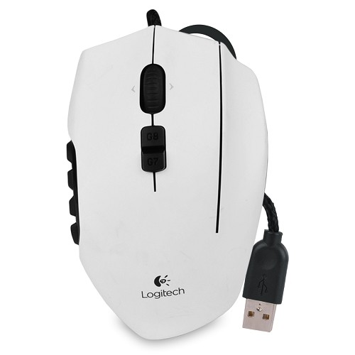 Logitech G600 MMO 20-Button USB Wired Laser Scroll Gaming Mouse w/8200dpi & Custom-Color Backlit Keys (White)