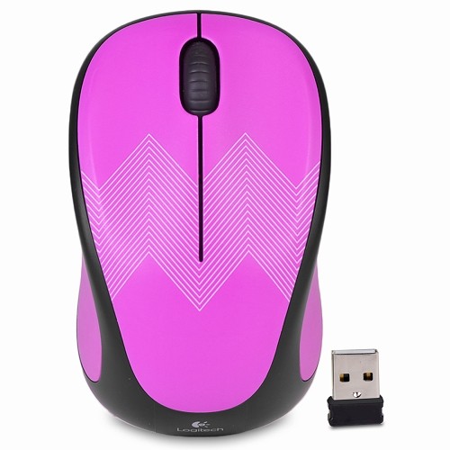 Logitech M317c 2.4GHz Wireless 3-Button Optical Scroll Mouse w/Nano USB Receiver (Purple ZigZag)