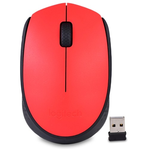 Logitech M170 2.4GHz Wireless 3-Button Optical Scroll Mouse w/Nano USB Receiver (Red/Black)