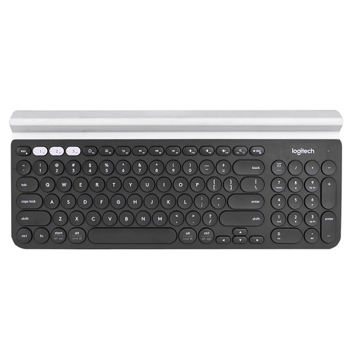 Logitech K780 2.4GHz Wireless Bluetooth Multi-Device Keyboard w/Multimedia Keys & USB Receiver (Black/White) - B