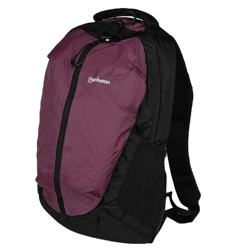 Manhattan 439701 Airpack Water-Resistant Nylon/Polyester Lightweight Backpack  - Fits up to 15.6" (Plum/Black)