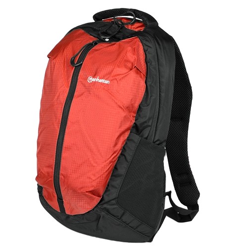 Manhattan 439725 Airpack Water-Resistant Nylon/Polyester Lightweight Backpack - Fits up to 15.6" (Red/Black)