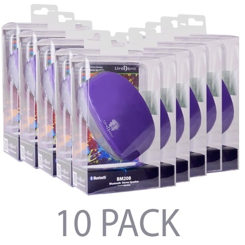(10-Pack) Life N Soul BM208-P Bluetooth v2.1+EDR Wireless Rechargeable Speaker w/3.5mm Auxiliary Jack (Purple)