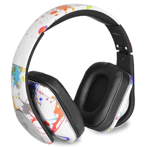 Life N Soul Bluetooth Foldable Headphones w/Built-in Mic BN350-WSP After Romeo Wireless Designer Over-Ear (White Spread)