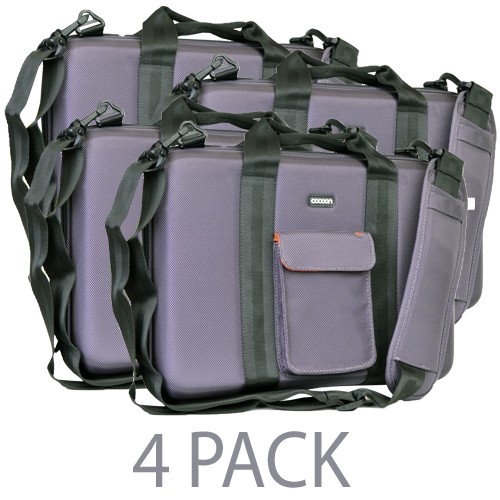 (4-Pack) Cocoon Noho Shock Absorbent Nylon Laptop Case w/Grid-It System - Fits 13" Notebooks (Gun Gray)