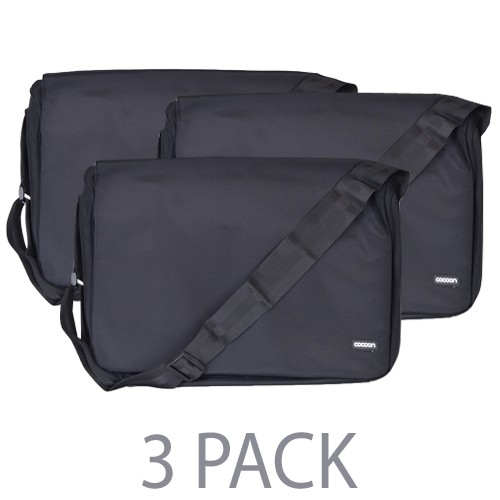 (3-Pack) Cocoon Soho Ballistic Nylon Laptop Messenger Bag w/Strap & Grid-It System - Fits 16" (Black) - CMB401BY