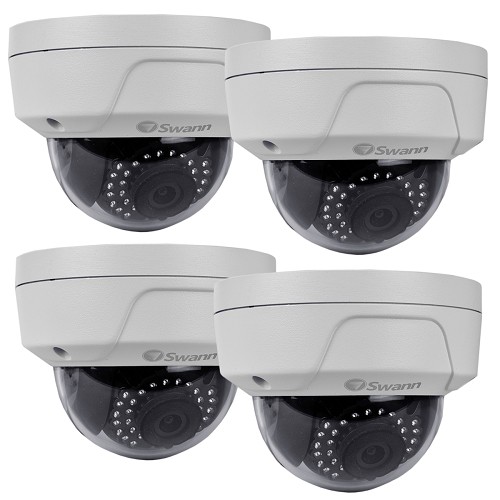 (4-Pack) Swann CONHD-C3MPD 3MP Indoor/Outdoor Dome Security Camera w/24IR LEDs & 115' Night Vision (White)