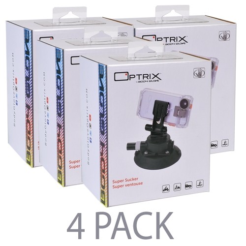 (4-Pack) Optrix by Body Glove CRC94685 Super Sucker Mount for Optrix Cases w/Safety Leash (Black)