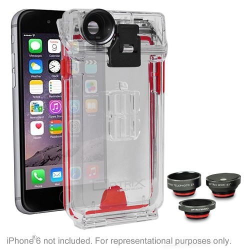 Optrix by Body Glove Pro 4 Lens Action Camera Kit for iPhone 6/6s w/Waterproof Case & Interchangeable Lens