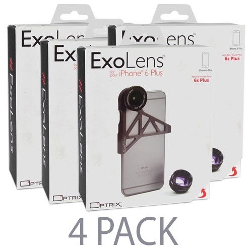 (4-Pack) Optrix by Body Glove CRC95448 ExoLens for iPhone 6 Plus/6s Plus w/Interchangeable Lens (Gray/Black)