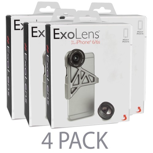(4-Pack) ExoLens CRC95471 for iPhone 6/6s w/Interchangeable Lens (Gray/Black)
