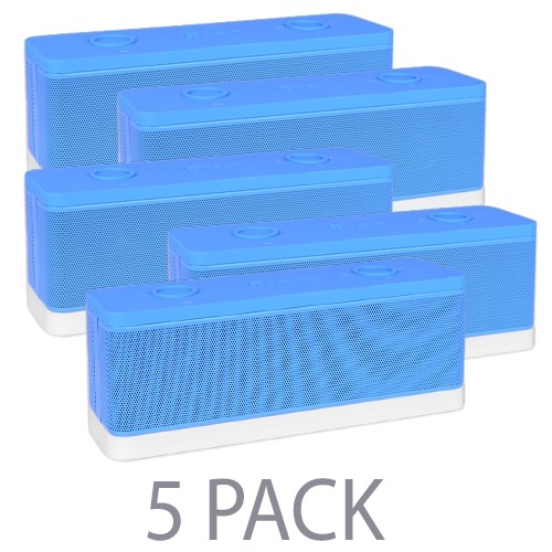(5-Pack) Bluetooth Wireless Rechargeable Stereo Speaker w/3.5mm Auxiliary Jack & Built-In Mic (Blue)