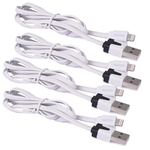Duracell 4-Pack MFI Lightning to USB Charge & Sync Cables for iPhone 5/5s/6/6s/6 Plus/6s Plus & iPad Air 2 (2x3' & 2x6')