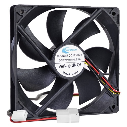 4.75" x 4.75" (120mm) AirWave Case Fan w/3-Pin & 4-Pin Connectors (Black)