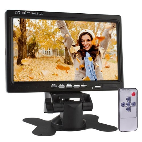 7" Widescreen TFT LCD Color 2 Video Input Car Rearview Monitor (Black)