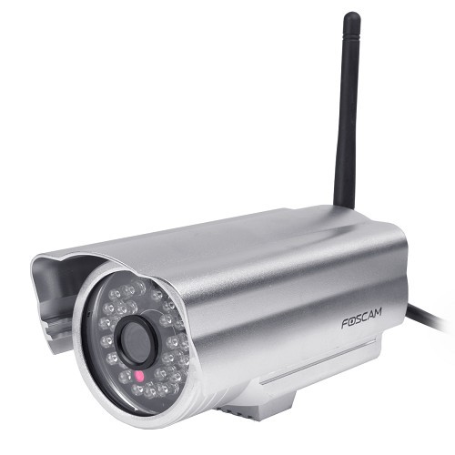 Foscam FI8904W Wireless Outdoor Day/Night IP Camera w/24 IR LEDs & Smartphone Access (Silver)