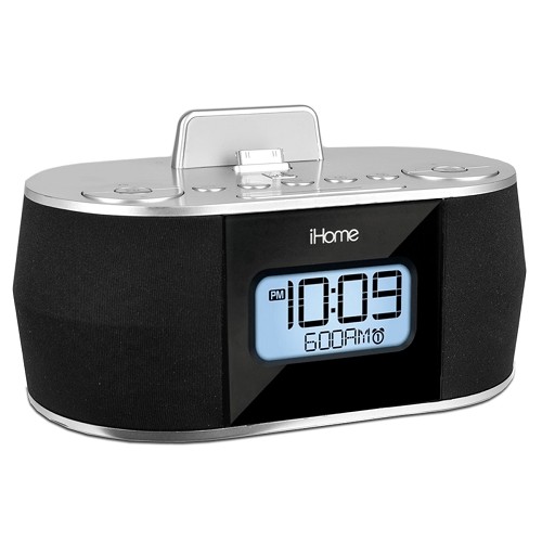 iHome iDN38SX Dual Charging Stereo FM Clock Radio w/30-Pin Dock for iPad/iPhone/iPod (Silver)
