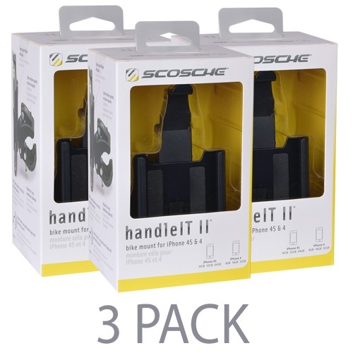 (3-Pack) Scosche handleIT II Bike Mount for iPhone 4/4S w/360° Swivel & Quick Release System (Black)