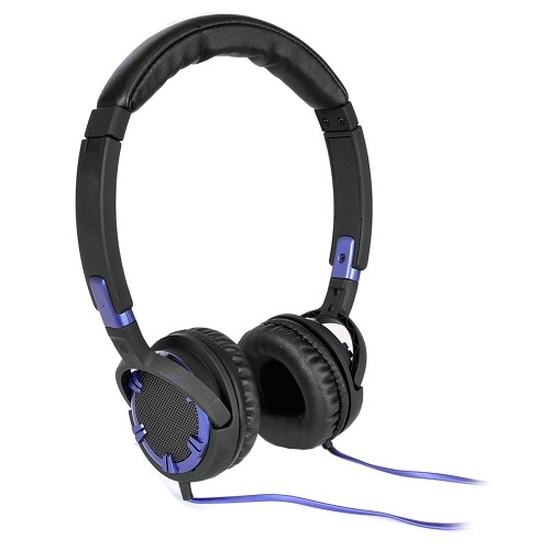GearHead HQ4750BLU Dynamic Bass Noise Isolation On-Ear Stereo Headphones w/Tangle-Free Flat Cable & 3.5mm Plug (Blue)