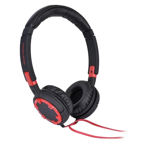 GearHead HQ4750RED Dynamic Bass Noise Isolation On-Ear Stereo Headphones w/Tangle-Free Flat Cable & 3.5mm Plug (Red)