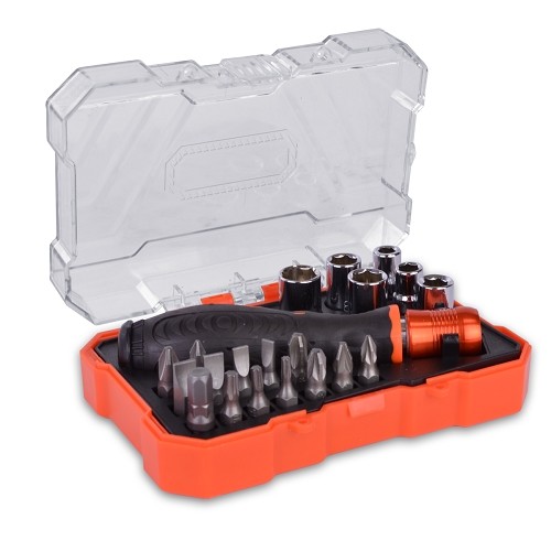 (6-Pack) 21-Piece Quick Release Screwdriver Holder & Assorted Bit Set w/Sockets & Case