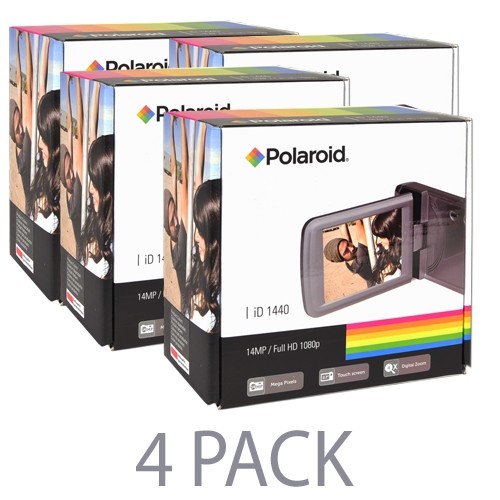 (4-Pack) Polaroid ID1440CL-RED 14MP/4x Digital Zoom Full HD 1080p Camcorder w/2.7" Touchscreen Display (Red)