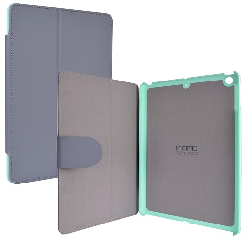 Incipio Lexington Sophisticated Stylish Kickstand Protective Vegan Leather Cover for iPad Air (Gray/Green)