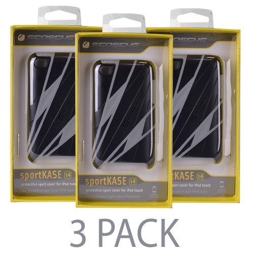 (3-Pack) Scosche sportKASE t4 Sport Style Cover for iPod touch 4th Gen (Gray/Black)