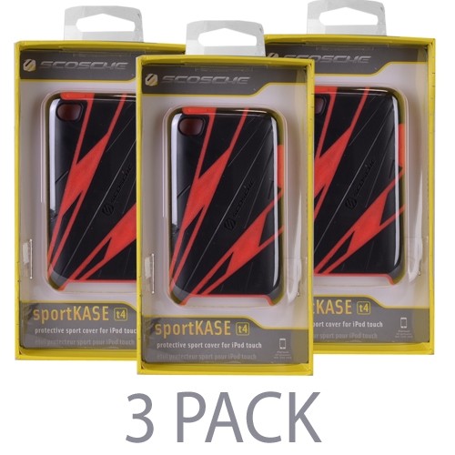 (3-Pack) Scosche sportKASE t4 Sport Style Cover for iPod touch 4th Gen (Red/Black)