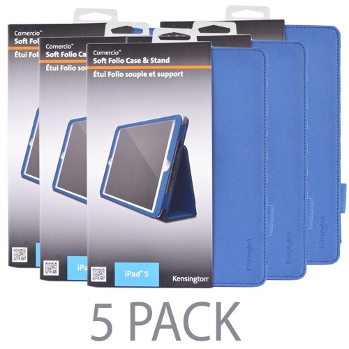 (5-Pack) Kensington K97017WW Comercio Soft Folio Case & Stand for iPad Air (Denim Blue)