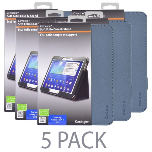 (5-Pack) Kensington K97097WW Comercio Soft Folio Case & Stand for Galaxy Tab 3 10.1 (Slate Gray)