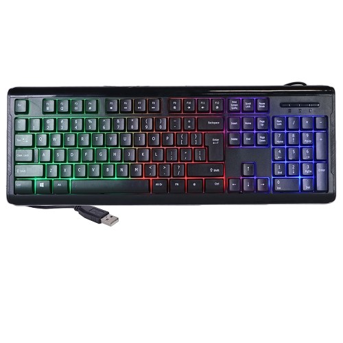 iMicro KB-US9821C 104-Key Rainbow Backlit USB Wired Multimedia Keyboard (Black)