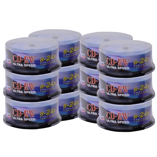 (12-Pack) KHypermedia 24x 650MB 74-Minute CD-RW Media 25-Piece Spindle (12 x 25 Discs Each Spindle = 300 Total Discs!)