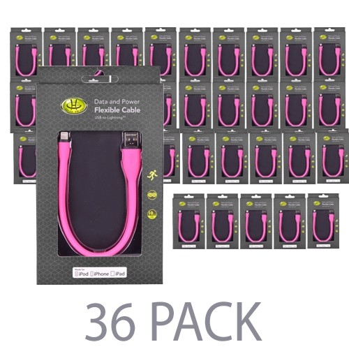 (36-Pack) 10" GearHead LC9500PNK USB to MFI Lightning Data & Power Flexible Cable for iPhone 7/6/5