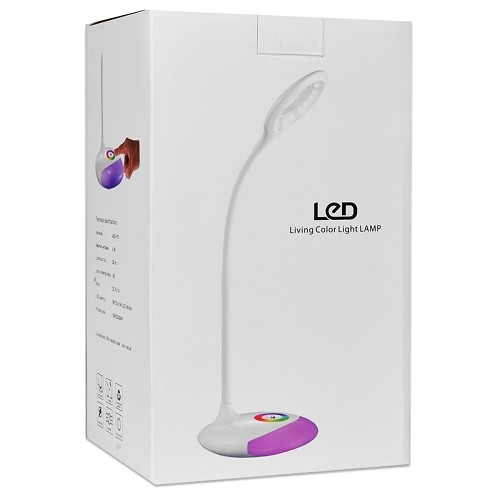 LED Living Color Rechargeable USB Touch Lamp w/Multiple Color Settings (White)