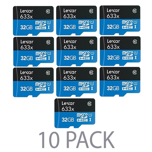 (10-Pack) Lexar 32GB High-Performance 633x Class 10 microSDHC UHS-I Memory Card