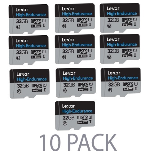 (10-Pack) Lexar 32GB High-Endurance Class 10 microSDHC UHS-I Memory Card