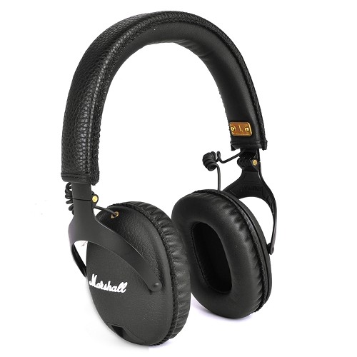 Marshall MONITOR Foldable Over-Ear Studio Headphones w/Detachable Inline Remote/Mic 3.5mm Cable & Case (Black)