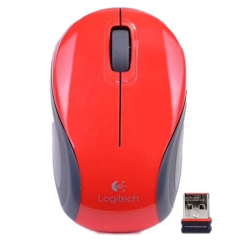 Logitech M187 2.4GHz Wireless 3-Button Optical Scroll Mini Mouse w/Nano USB Receiver (Red/Gray)